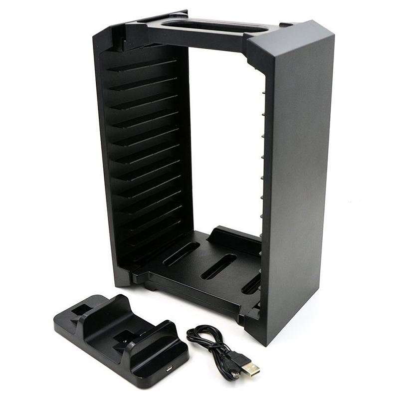 EastVita Game Disk Tower Vertical Stand For PS4 Dual Controller Charging Dock Station For PlayStation 4 PRO Slim r30