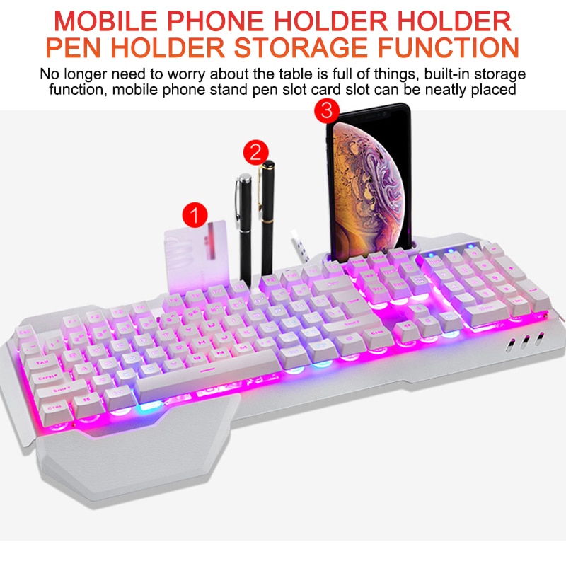 2020 Mechanical Keyboard RGB LED Backlight Plug And Play White/Black Keyboard Ergonomic Design Waterproof Gaming Keyboard