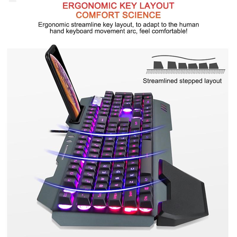 2020 Mechanical Keyboard RGB LED Backlight Plug And Play White/Black Keyboard Ergonomic Design Waterproof Gaming Keyboard