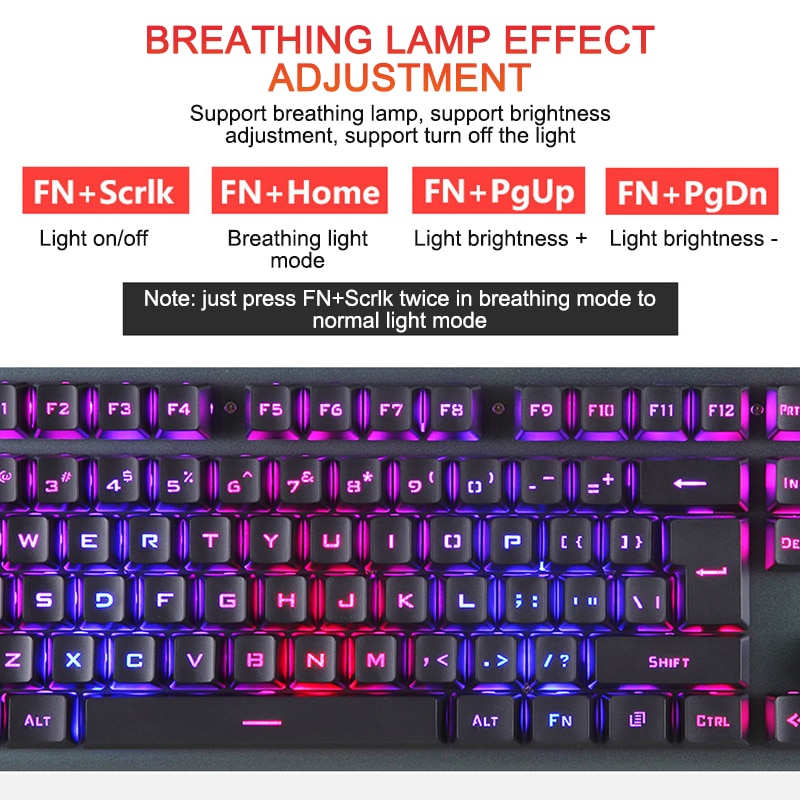 2020 Mechanical Keyboard RGB LED Backlight Plug And Play White/Black Keyboard Ergonomic Design Waterproof Gaming Keyboard