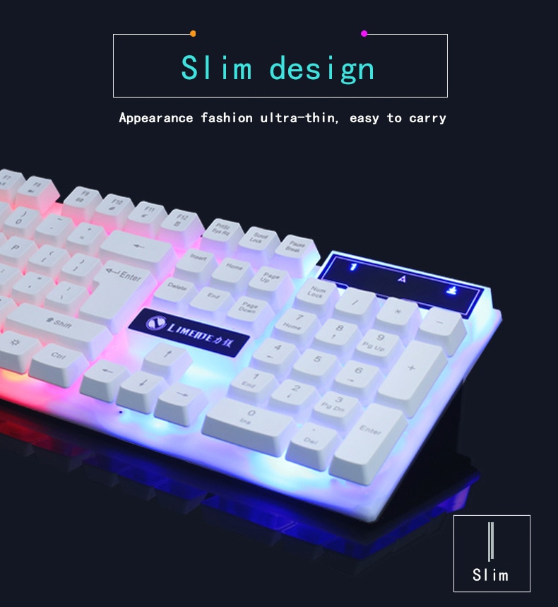 2019 New Colorful LED Fashion Backlit Wired Keyboard Mouse Set Gaming Keyboard Gamer Mouse tripod Keyboard Home Office PC Laptop