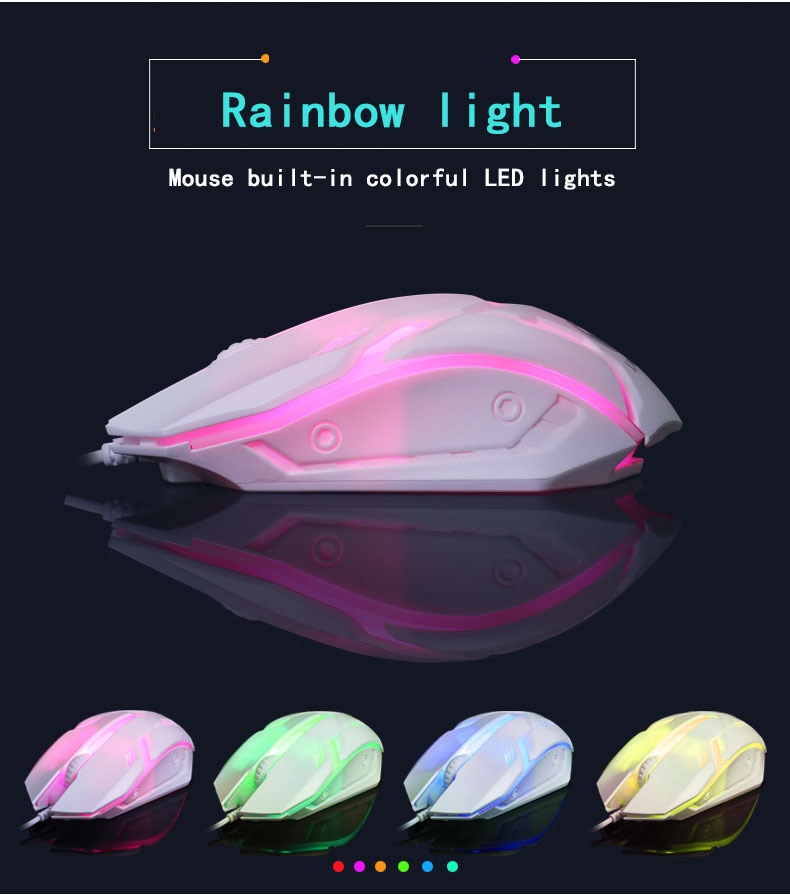 2019 New Colorful LED Fashion Backlit Wired Keyboard Mouse Set Gaming Keyboard Gamer Mouse tripod Keyboard Home Office PC Laptop