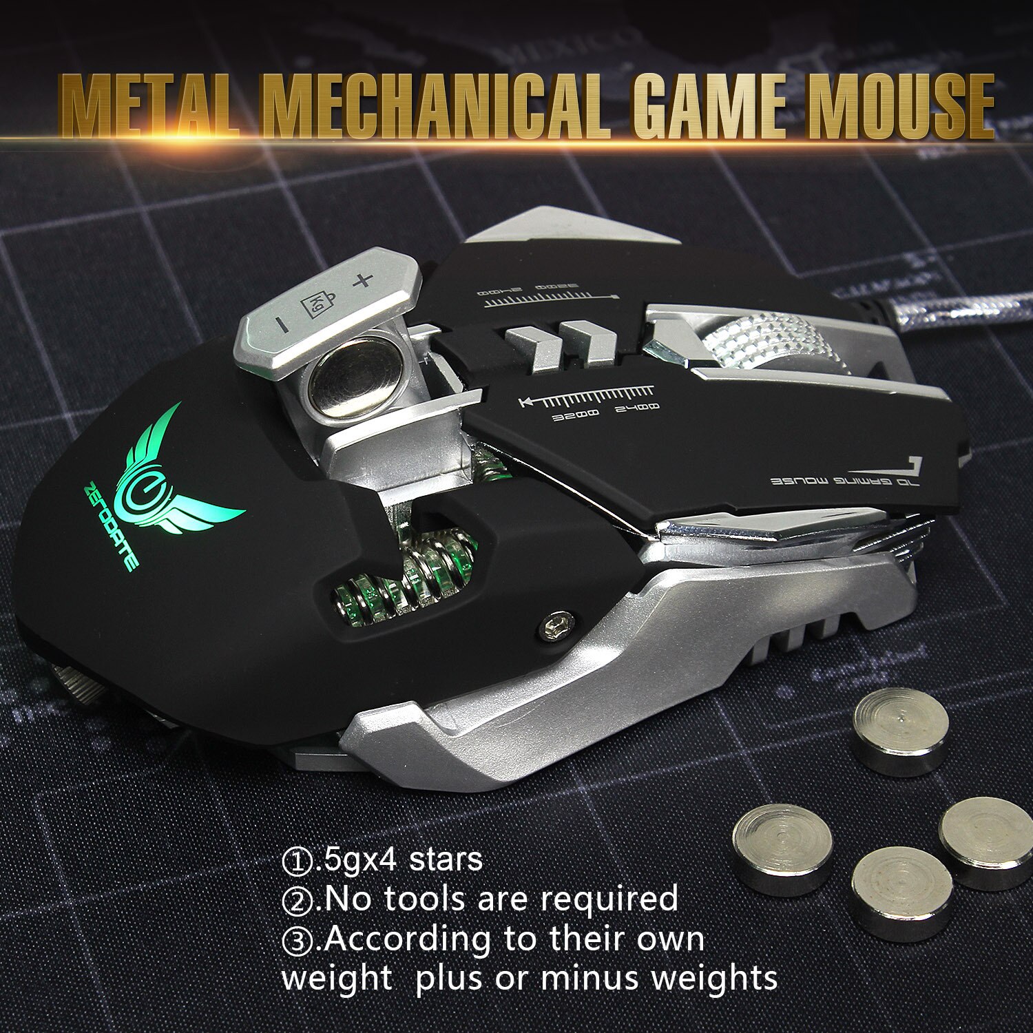ZERODATE 2019 Professional Optical Programmable Wired LED Gaming Mouse Adjustable 3200 DPI Beetle Creative 3D 7 Button Mice