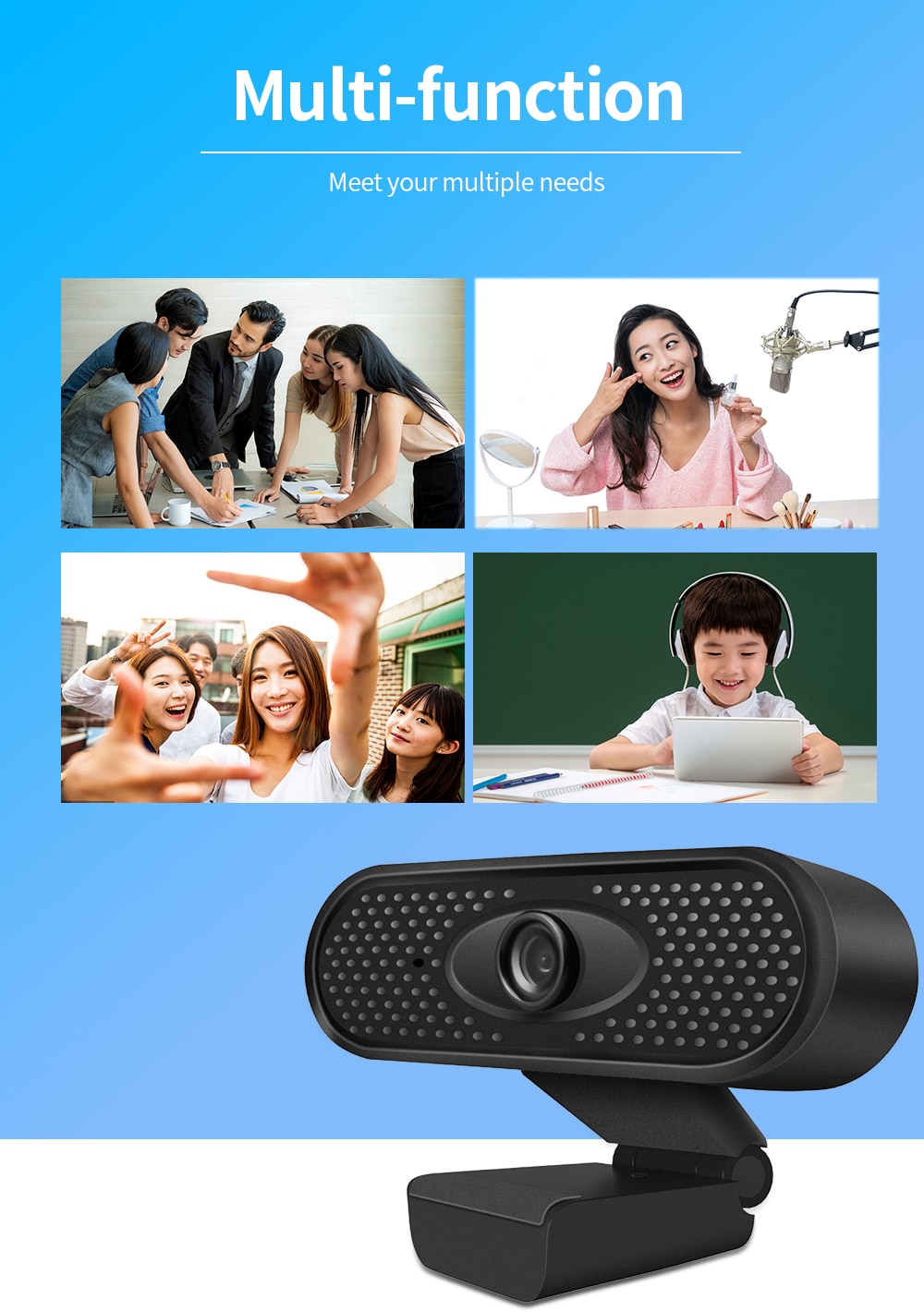 TISHRIC Flexible USB Webcam HD/1080P/PC Web Camera With Microphone Web Cam USB Camera for Computer Webcamera Full HD Video