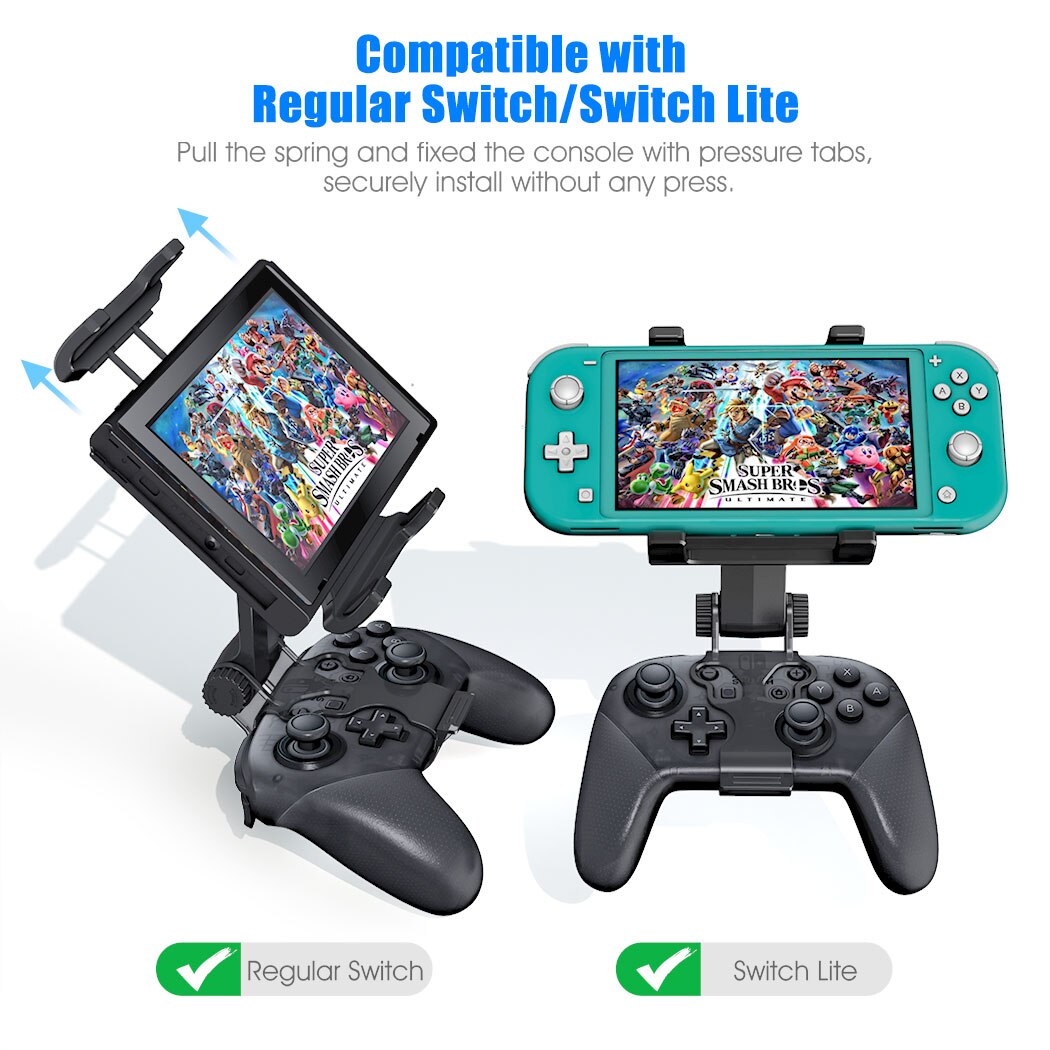 Switch Pro Controller Clip Mount Holder Pro Controller Adjustable Clamp Handle Rotate Bracket for Nintend Switch/ Lite Console